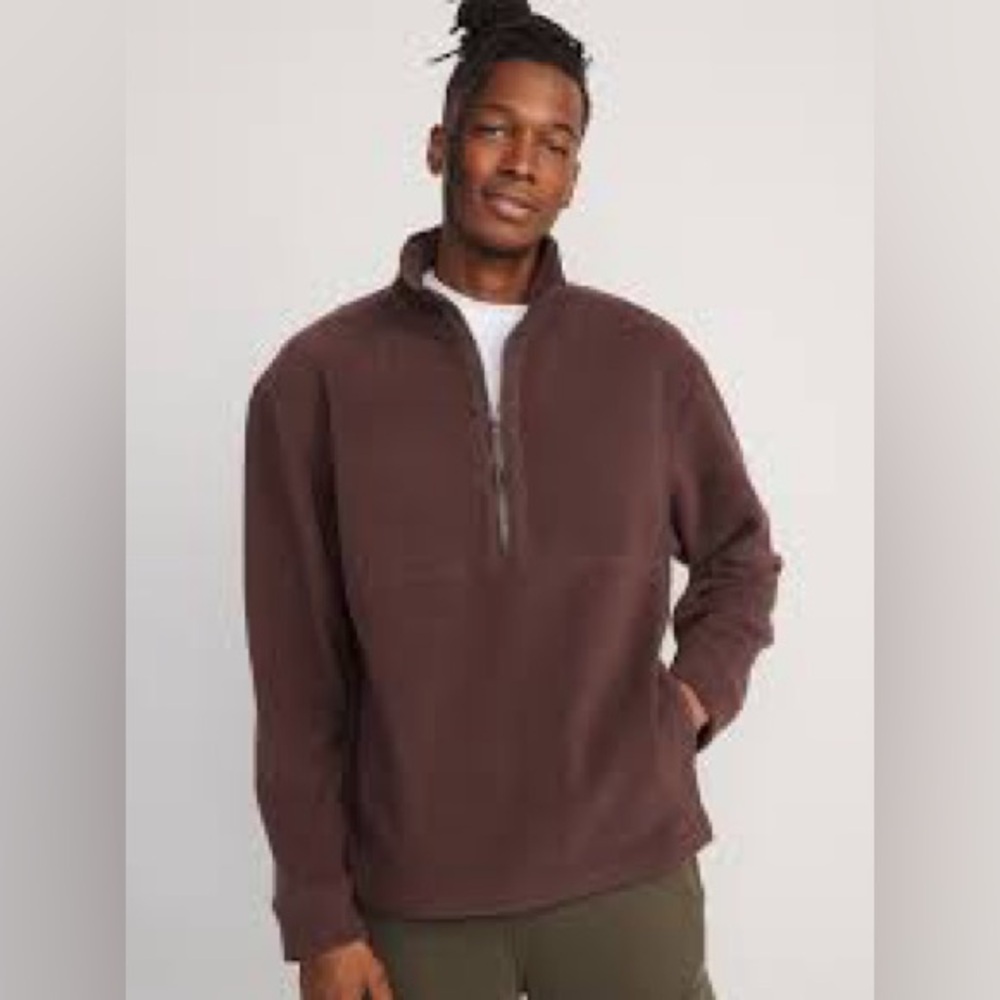 Old Navy Brown Fleece Half-Zip Pullover - Size XL (Unisex)